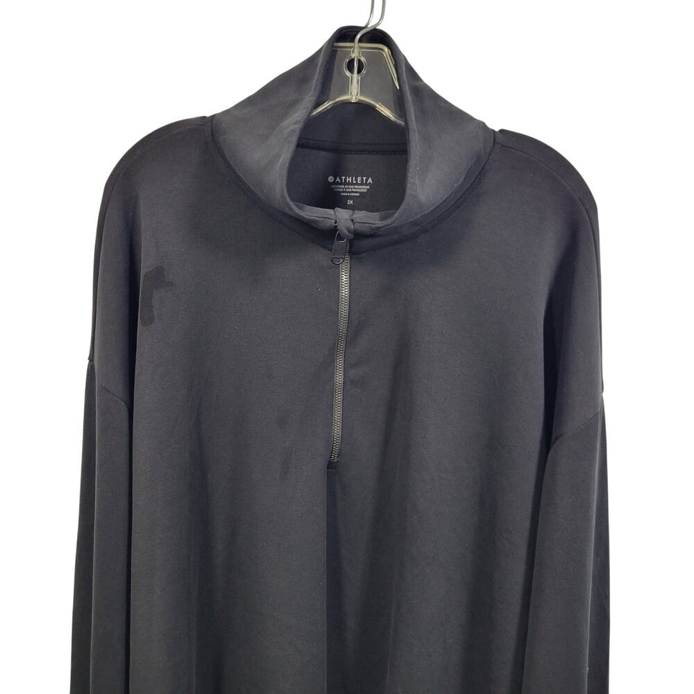 Athleta Women's Black 1/2 Zip Mock Neck Pullover Top Size 2X 21126-1280 - Picture 2 of 6